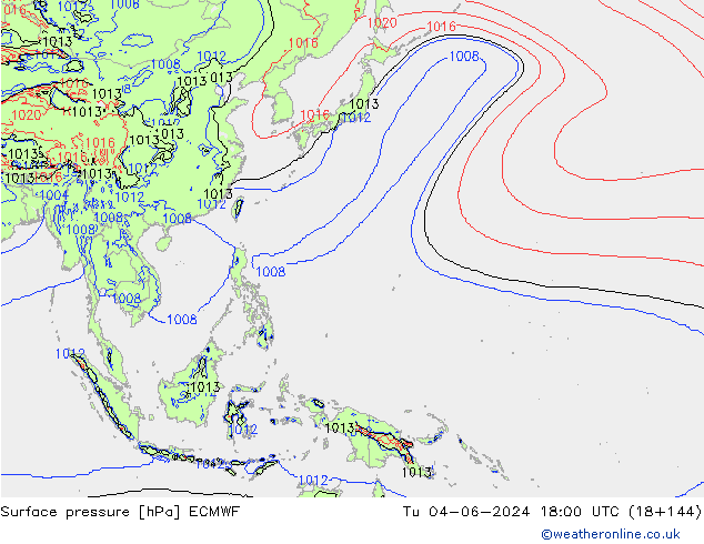 Yer basıncı ECMWF Sa 04.06.2024 18 UTC