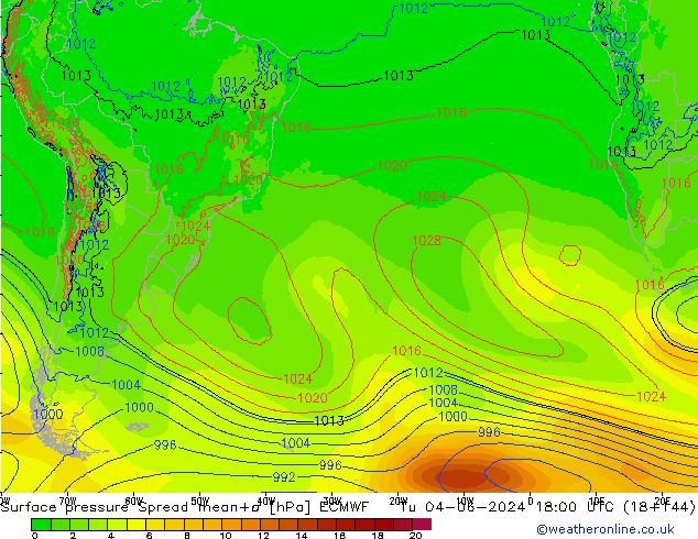 ciśnienie Spread ECMWF wto. 04.06.2024 18 UTC