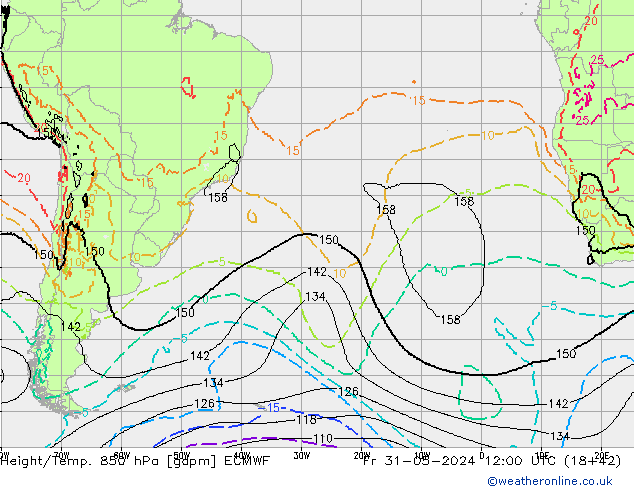 Height/Temp. 850 hPa ECMWF Fr 31.05.2024 12 UTC