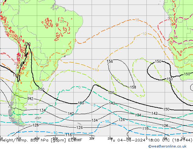 Yükseklik/Sıc. 850 hPa ECMWF Sa 04.06.2024 18 UTC