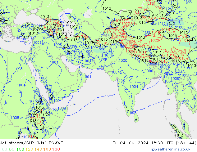 Jet Akımları/SLP ECMWF Sa 04.06.2024 18 UTC