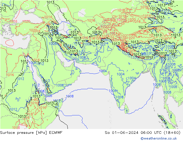 приземное давление ECMWF сб 01.06.2024 06 UTC