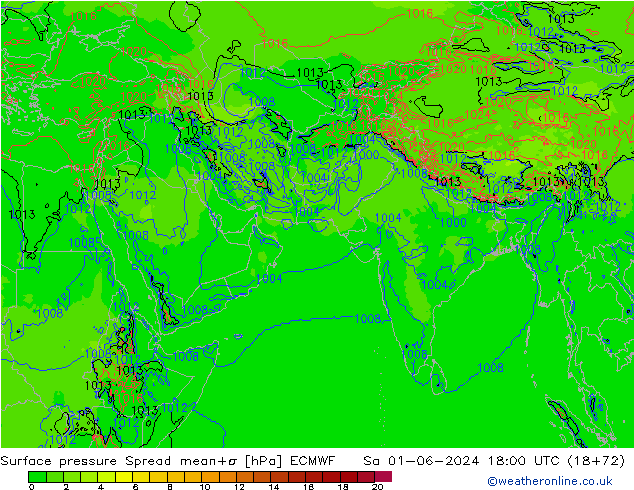 Luchtdruk op zeeniveau Spread ECMWF za 01.06.2024 18 UTC