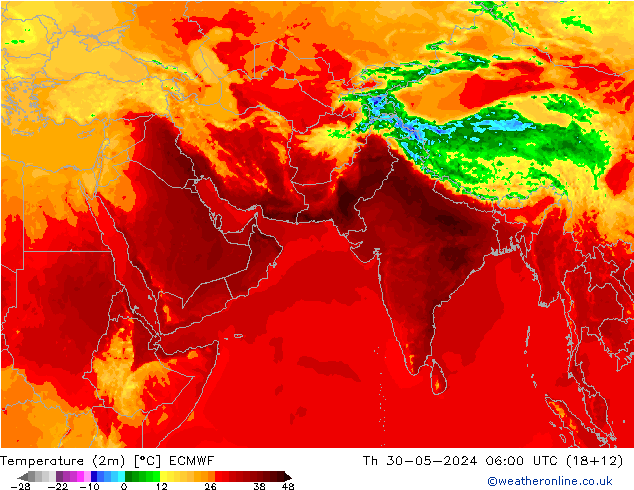 Sıcaklık Haritası (2m) ECMWF Per 30.05.2024 06 UTC
