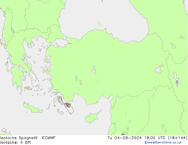 Izotacha Spaghetti ECMWF wto. 04.06.2024 18 UTC