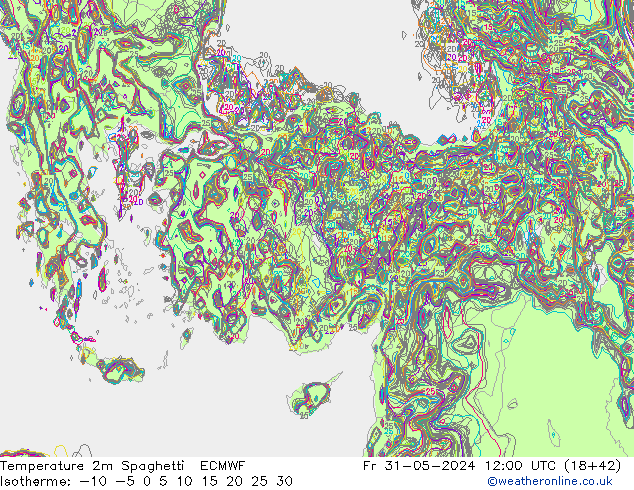 Temperaturkarte Spaghetti ECMWF Fr 31.05.2024 12 UTC