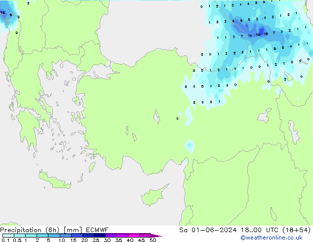 осадки (6h) ECMWF сб 01.06.2024 00 UTC