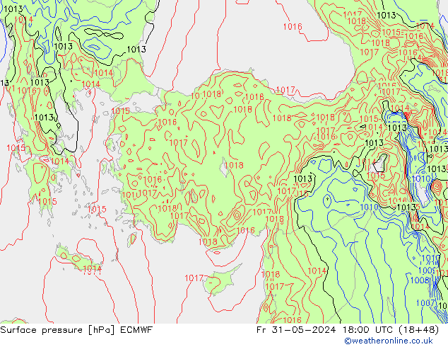 Atmosférický tlak ECMWF Pá 31.05.2024 18 UTC