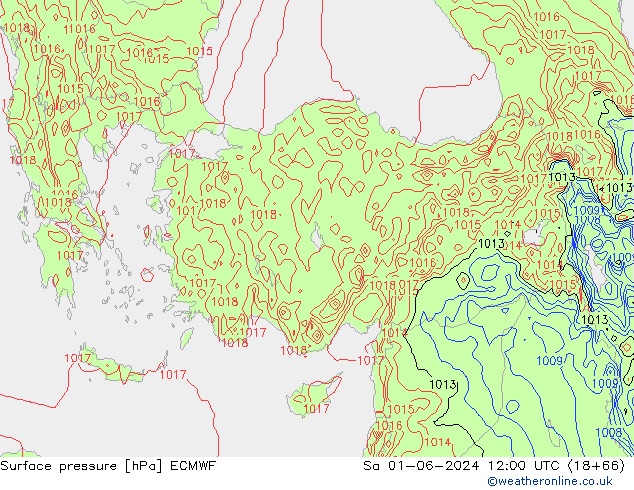 Yer basıncı ECMWF Cts 01.06.2024 12 UTC