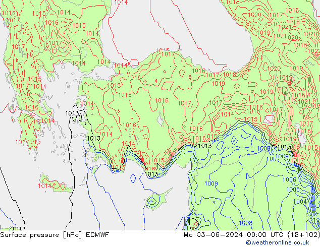 Luchtdruk (Grond) ECMWF ma 03.06.2024 00 UTC