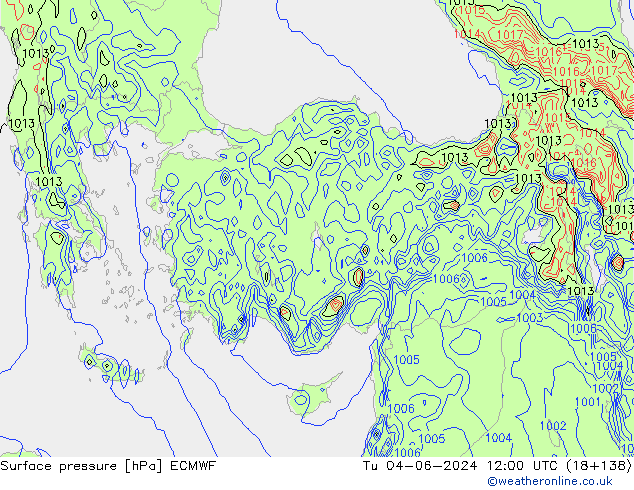 Yer basıncı ECMWF Sa 04.06.2024 12 UTC