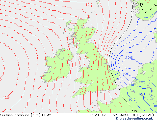 pressão do solo ECMWF Sex 31.05.2024 00 UTC