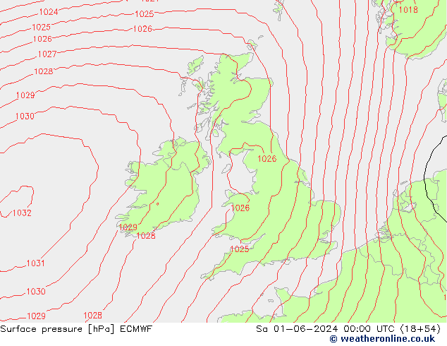 Pressione al suolo ECMWF sab 01.06.2024 00 UTC