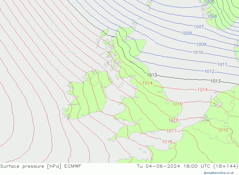 Presión superficial ECMWF mar 04.06.2024 18 UTC