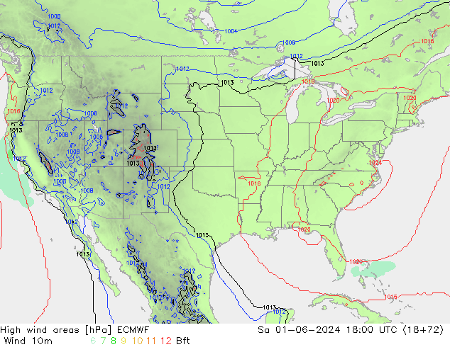 High wind areas ECMWF  01.06.2024 18 UTC