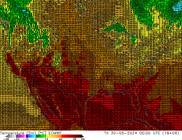 Temperature (2m) ECMWF Th 30.05.2024 00 UTC