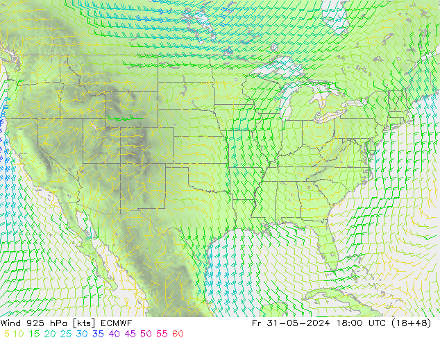 Vento 925 hPa ECMWF Sex 31.05.2024 18 UTC