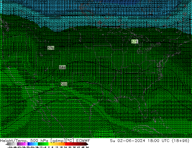 Height/Temp. 500 гПа ECMWF Вс 02.06.2024 18 UTC