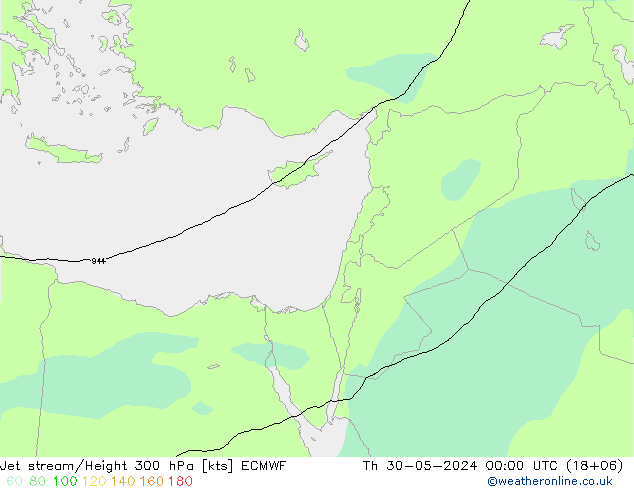 Corrente a getto ECMWF gio 30.05.2024 00 UTC