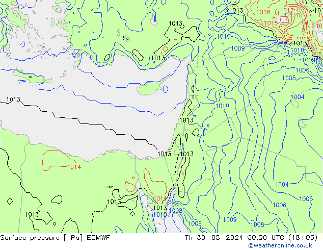 Atmosférický tlak ECMWF Čt 30.05.2024 00 UTC