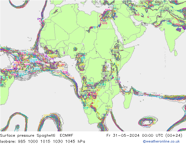 Surface pressure Spaghetti ECMWF Fr 31.05.2024 00 UTC