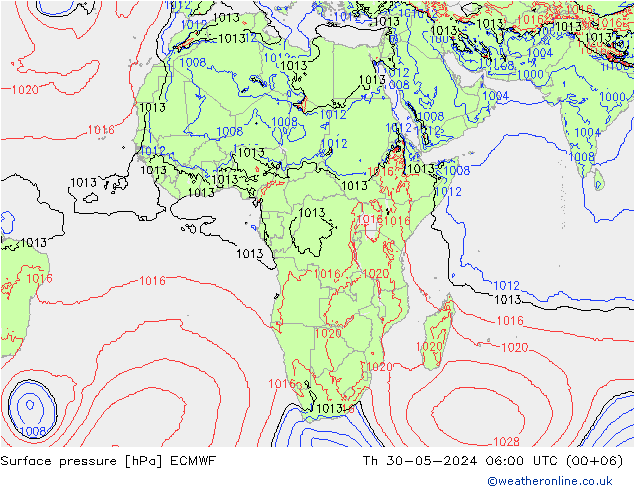 приземное давление ECMWF чт 30.05.2024 06 UTC