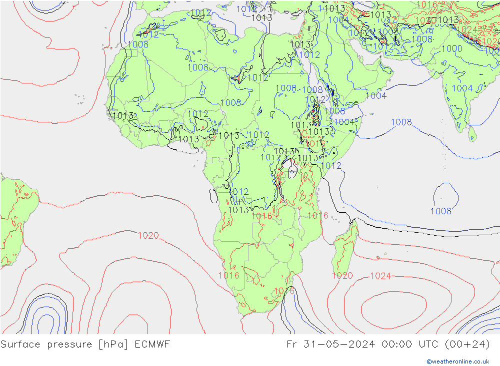 приземное давление ECMWF пт 31.05.2024 00 UTC