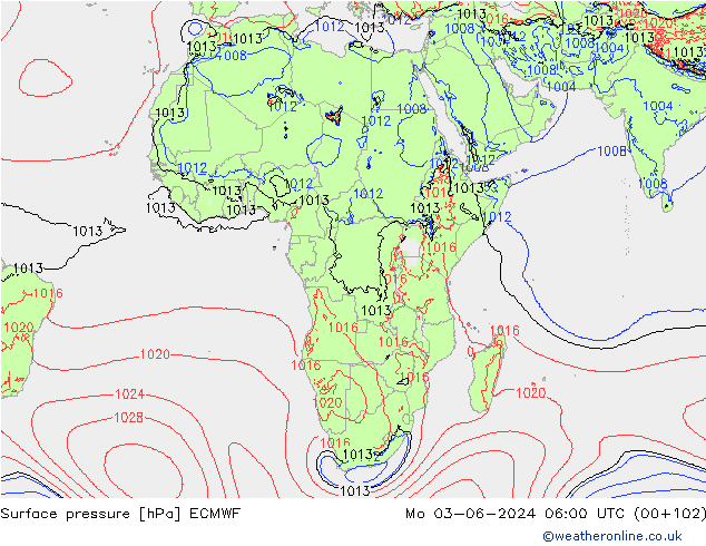 pression de l'air ECMWF lun 03.06.2024 06 UTC