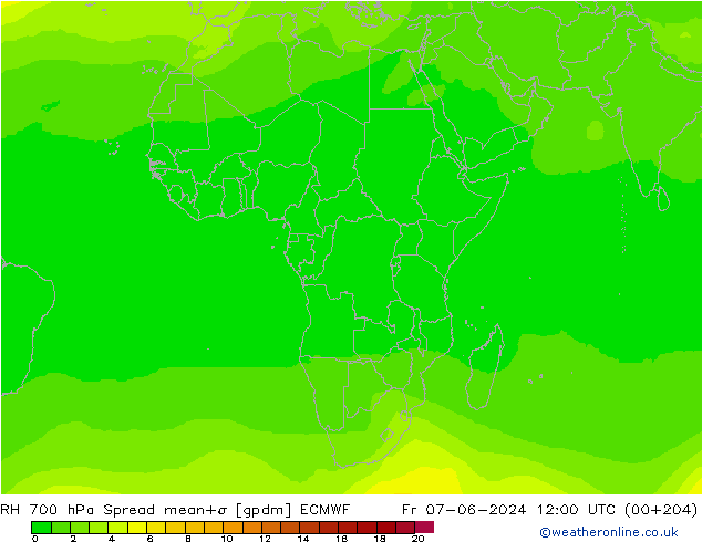 RH 700 hPa Spread ECMWF Fr 07.06.2024 12 UTC