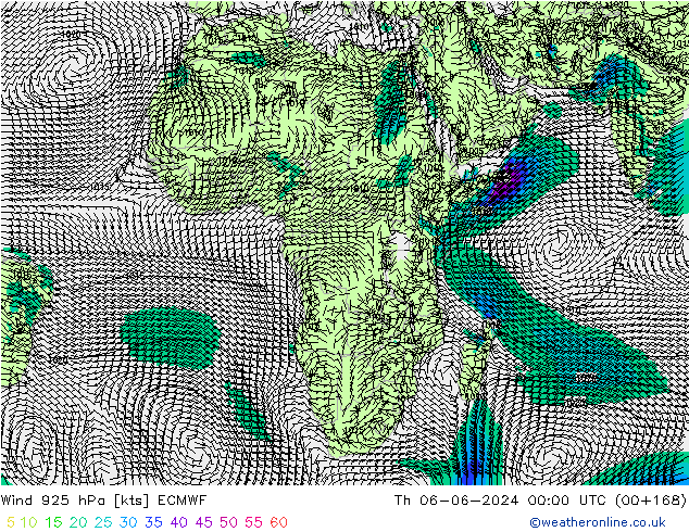 Wind 925 hPa ECMWF do 06.06.2024 00 UTC
