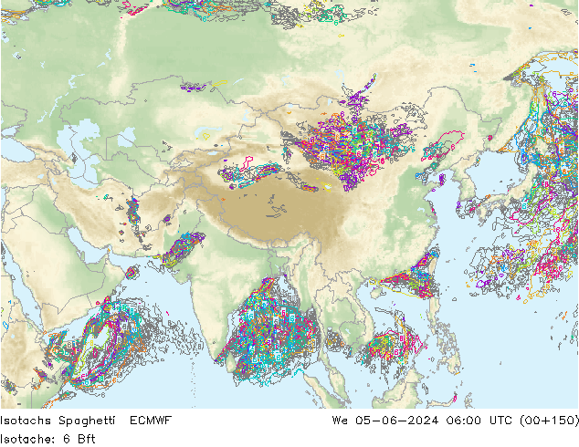 Isotachen Spaghetti ECMWF wo 05.06.2024 06 UTC