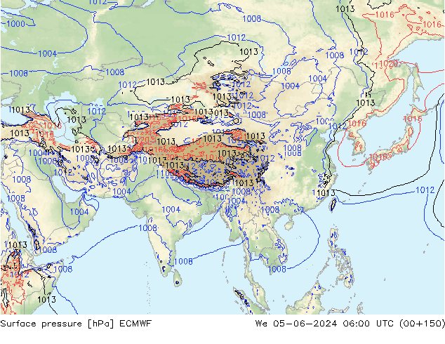 Atmosférický tlak ECMWF St 05.06.2024 06 UTC