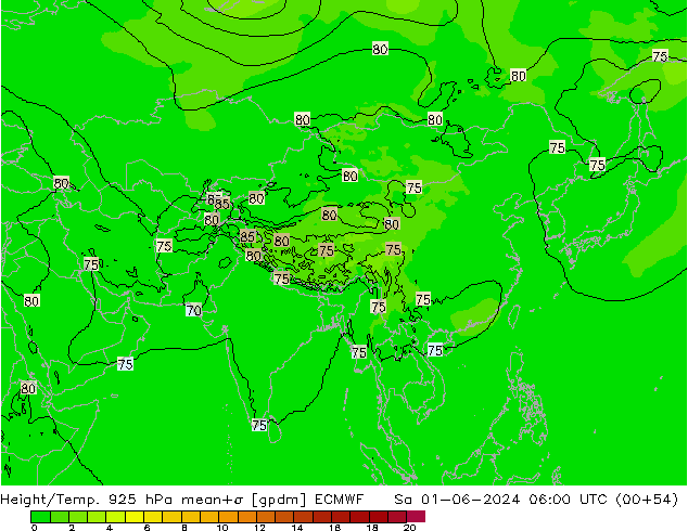 Height/Temp. 925 hPa ECMWF So 01.06.2024 06 UTC