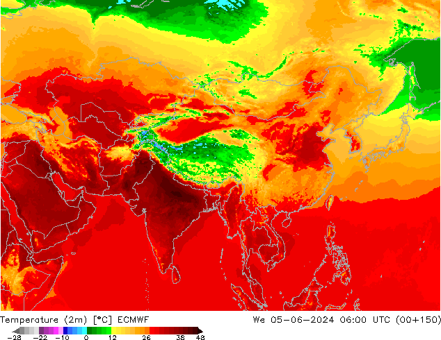 Temperature (2m) ECMWF We 05.06.2024 06 UTC