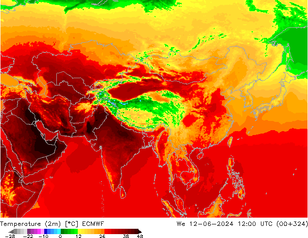 Temperatura (2m) ECMWF Qua 12.06.2024 12 UTC