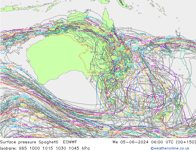 Surface pressure Spaghetti ECMWF We 05.06.2024 06 UTC