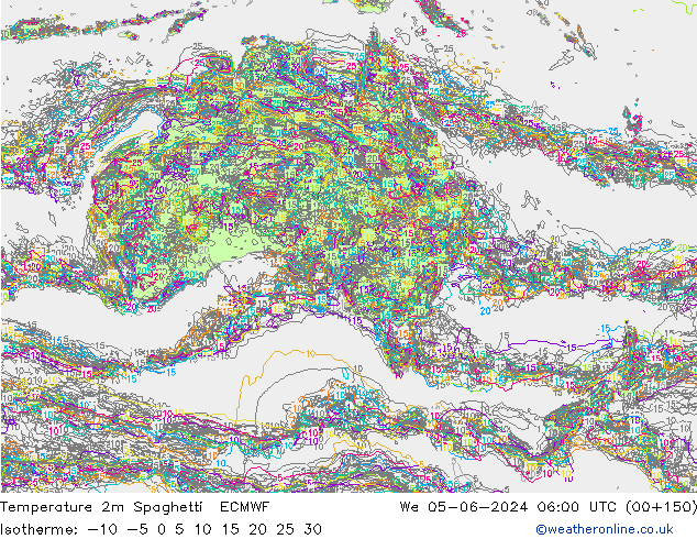 Temperatuurkaart Spaghetti ECMWF wo 05.06.2024 06 UTC