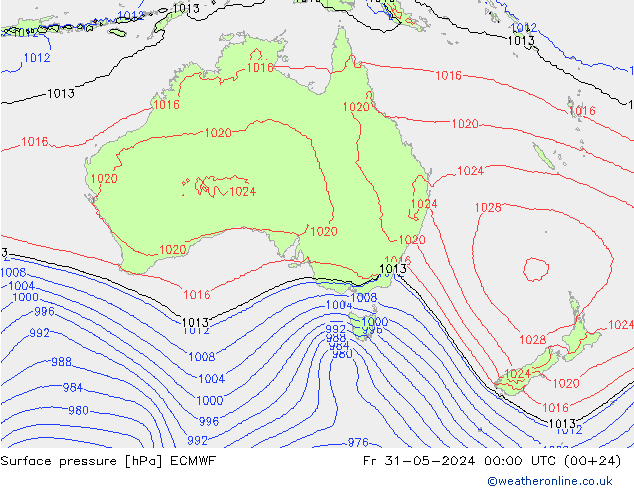 Surface pressure ECMWF Fr 31.05.2024 00 UTC