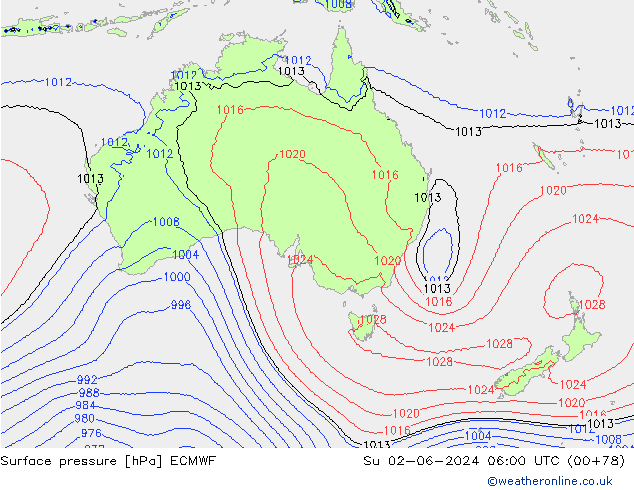 Yer basıncı ECMWF Paz 02.06.2024 06 UTC