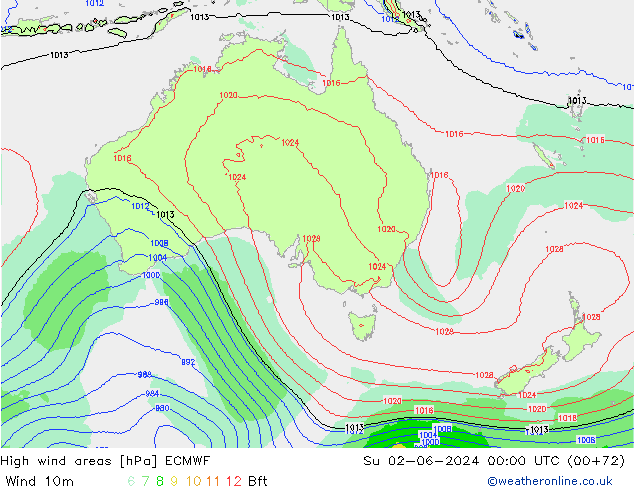 High wind areas ECMWF Ne 02.06.2024 00 UTC