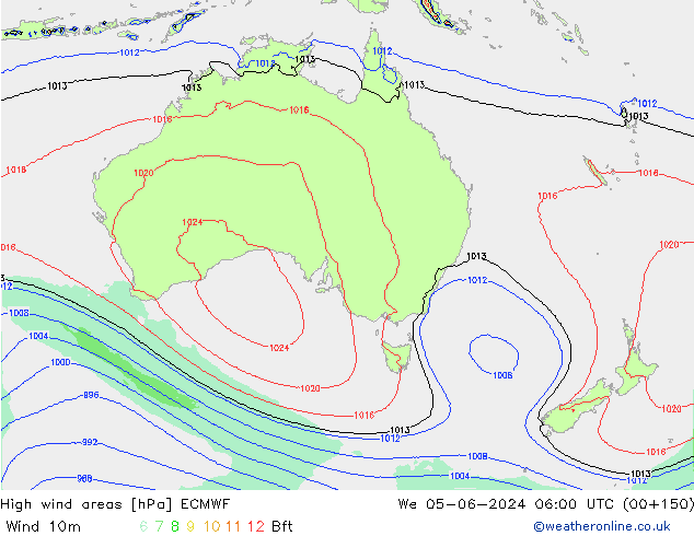 High wind areas ECMWF We 05.06.2024 06 UTC