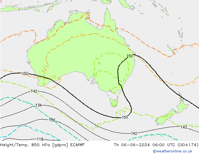 Height/Temp. 850 hPa ECMWF Th 06.06.2024 06 UTC