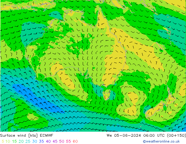 ветер 10 m ECMWF ср 05.06.2024 06 UTC