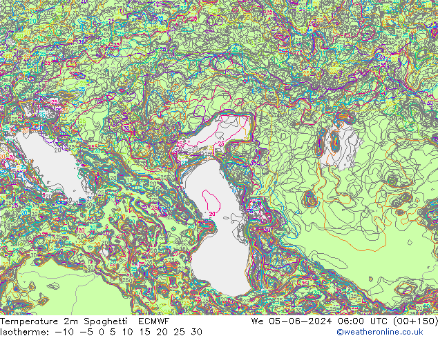 Sıcaklık Haritası 2m Spaghetti ECMWF Çar 05.06.2024 06 UTC