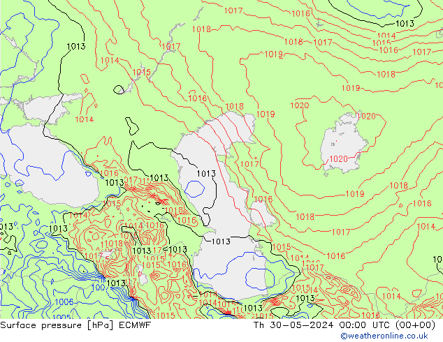 Surface pressure ECMWF Th 30.05.2024 00 UTC