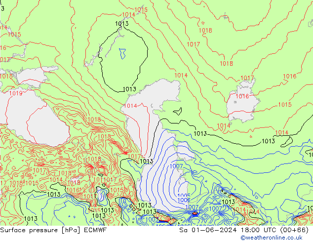 ciśnienie ECMWF so. 01.06.2024 18 UTC