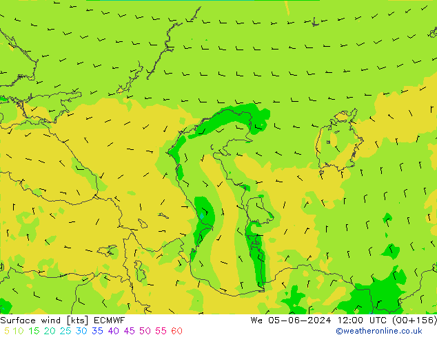 Surface wind ECMWF St 05.06.2024 12 UTC