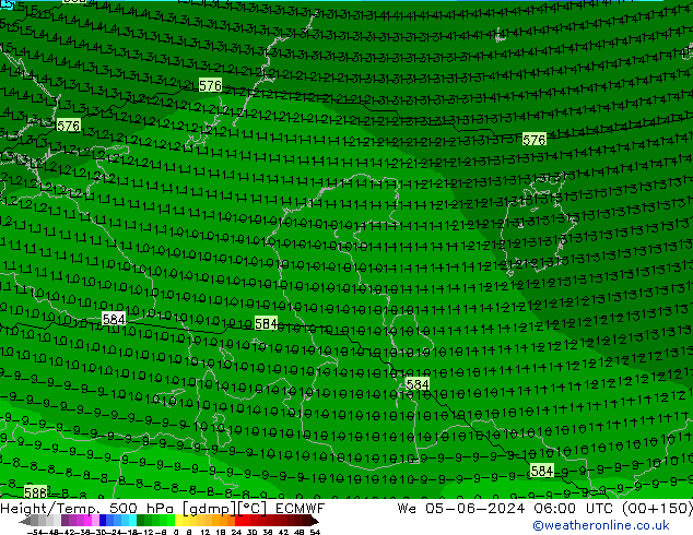 Height/Temp. 500 hPa ECMWF We 05.06.2024 06 UTC