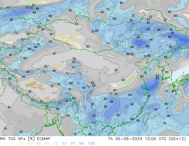 RV 700 hPa ECMWF do 30.05.2024 12 UTC