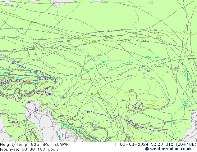 Yükseklik/Sıc. 925 hPa ECMWF Per 06.06.2024 00 UTC